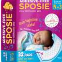Sposie Booster Pads, Stop Overnight Diaper Leaks, Fits sizes Newborn 1 2 3, No Adhesive for Sensitive Skin, 32 ct