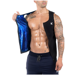 Kewlioo Men's Heat Trapping Zipper Sweat Enhancing Vest - Sauna Suit Shirt Compression Vest Shapewear Top for Gym Exercise L/XL