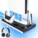 PS5 / PS5 Slim Cooling Station with Dual Controller Charging Station, PS 5 Cooling Stand for PlayStation 5 Console, Headset Holder/ PS 5 Cooling Fan/4 USB Hub All in One Accessories Organizer, Black