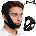 Chin Strap for CPAP Users, 2 Pack - 4-Side Adjustable Anti Snoring CPAP Chin Strap for Sleeping - Breathable Snore Stopper Jaw Support for Men &Women - Washable Comfortable Black