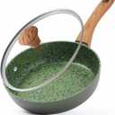 9.25" Green Nonstick Skillet with Lid, PFAS-Free Egg Pan