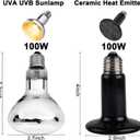 DXOPHIEX 15 inch Dual Reptile Light Fixture, Max 150W Dual Reptile Heat Lamp Fixture with 100W UVA UVB Sun Light & Ceramic Heat Emitter,Double Dome Lamp for Terrarium and Tortoise Habitat