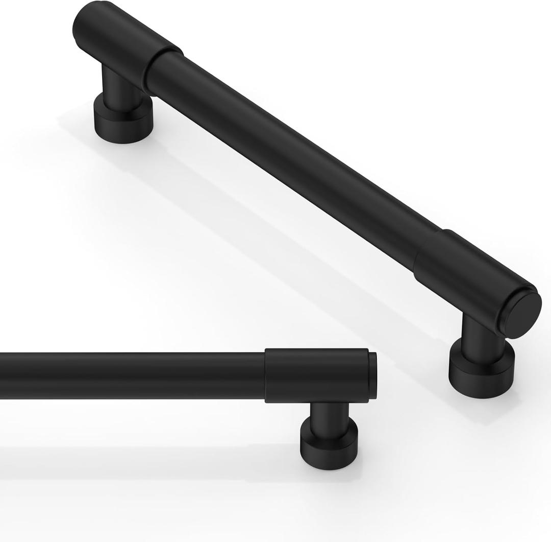 10 Pack Matte Black Cabinet Pulls 5 Inch(128mm) Kitchen Cabinet Handles Cabinet Hardware Drawer Pulls (5" Hole Center)