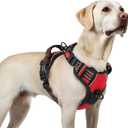 rabbitgoo Dog Harness for Large, No Pull Pet Harness with 3 Buckles, Adjustable Soft Padded Pooch Vest with Instant Control Handle, Easy Walking Reflective Pet Vest for Large Dogs, Red, L