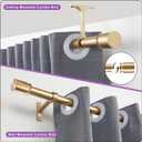 Curtain Rods for Windows 48 to 86 Inches - Aluminium Finials and Brackets - 1 Inch Decorative Window Rods - Adjustable Heavy Duty Curtain Rod - Wall & Ceiling Mounted - Brushed Gold Finish