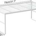 Kitchen Cabinet Storage Shelf Stackable Wire Spice Rack Organizer Heavy Duty Space Saver for Bathroom Bedroom Closet Laundry Room Office Countertop - White, Pack 1