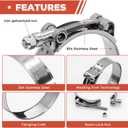 2 Pack 3.5 inch T-Bolt Hose Clamps, Stainless Steel_304 Working Range 95mm-103mm for 3.5" Hose ID, Turbo Intake Intercooler Clamp for Automotive
