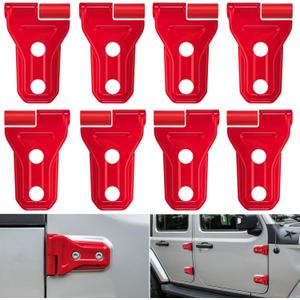 Door Hinge Cover Trim for Jeep Wrangler JL & Gladiator JT 2018 2019 2020 2021 2022 2023 2024 2025 Red Exterior Accessories Cover Overlay Kit Fits Sport Sahara Freedom Rubicon Unlimited (8pcs)