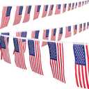 60PCS American flag, Independence Day Banner American Flag, 65Ft American flag Banner, Very Suitable for Outside Patriotic Events, Sports, Inside Outside Bars Decorations (Red)
