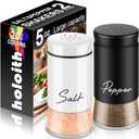 Salt and Pepper Shakers Set,Kitchen Decor and Accessories for Countertop Kitchen Gadgets Cooking Table Housewarming Christmas Gift Refillable Design (Black + White)