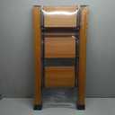 MIDOLI 3 Step Ladder Folding Step Stool with Anti-Slip Sturdy and Wide Pedal, Lightweight 330lbs Portable Aluminum Woodgrain Shelf for Household and Kitchen Space Saving