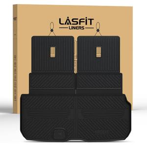 LASFIT Cargo Mat & Backrest Mat (3 Pieces) for Mercedes Benz GLS 450/580 /63 AMG 2026 2025 2024 2023 2022 2021 2020, All Weather TPE Cargo Liner Custom Fit GLS 2020-2026 Trunk Mat with Seatback