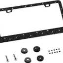 XCLPF Bling License Plate Frame for Women, 1PCS Sparkly Stainless Steel License Plate Frames| Over 1200 pcs 14 Facets Bedazzled Clear Glass Diamond Rhinestone Crystals w/Free Glitter Diamond Black