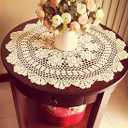 Damanni Beige Cotton Handmade Crochet Lace Tablecloth Doilies Table Overlay,Round,23 Inch,2PC