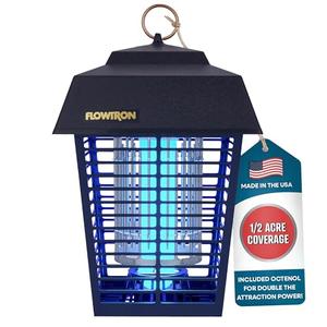 Flowtron Electric Bug Zapper 1/2 Acre Outdoor Insect Control with Dual Lure Method, 15W UV Light & Octenol Attractant for Fly & Mosquito, 5600V Kill Grid, Made in USA, UL Certified : Home Insect Zappers : Patio, Lawn & Garden