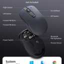 WL300 Bluetooth Mouse Silent Wireless Mice, Quiet Click, Cordless Computer Mouse with 6 Buttons, Sculpted Grip, Adjustable DPI for Laptop, PC, Mac, 18-Month Battery Life for Work or Travel ( Grey)