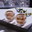 Woho Ribbed Amber Votive Candle Holders Set of 12 for Wedding Table, Vintage Glass Tealight Candle Holder for Fall Decor, Boho Tea Lights Candle Holder for Thanksgiving (Brown, 2.1" H X 2.75" D)