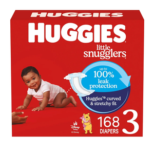 Huggies Size 3 Diapers, Little Snugglers Baby Diapers, Size 3 (16-28 lbs), 168 Count (6 Packs of 28)