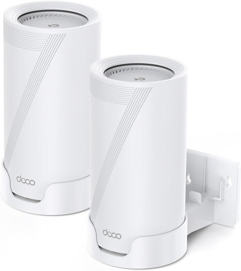 WiFi 7 Wall Mount Kit, Deco BE65-5G/BE75/BE85/BE95/BE17000/BE22000/BE33000 Router Mount Bracket &Cable Management for TP Decos 7 Tri-Band WiFi 7 Mesh System (White, 2 Pack)