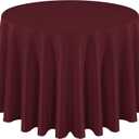 Hiasan Christmas Round Tablecloth 108 Inch - Waterproof Stain Resistant Spillproof Polyester Fabric Table Cloth for Dining Room Kitchen Party, Burgundy
