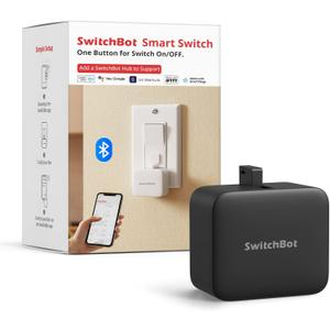 SwitchBot Smart Switch Button Pusher - Bluetooth Fingerbot for Rocker Switch/One-Way Button, Automatic Light Switch, Timer and APP Control, Works with Alexa When Paired with SwitchBot Hub (Black)