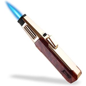 Butane Torch Lighter One-Hand Operation Lighter with Adjustable Jet Flame Kitchen Cooking Torch (Butane Gas Not Included) (Wood)