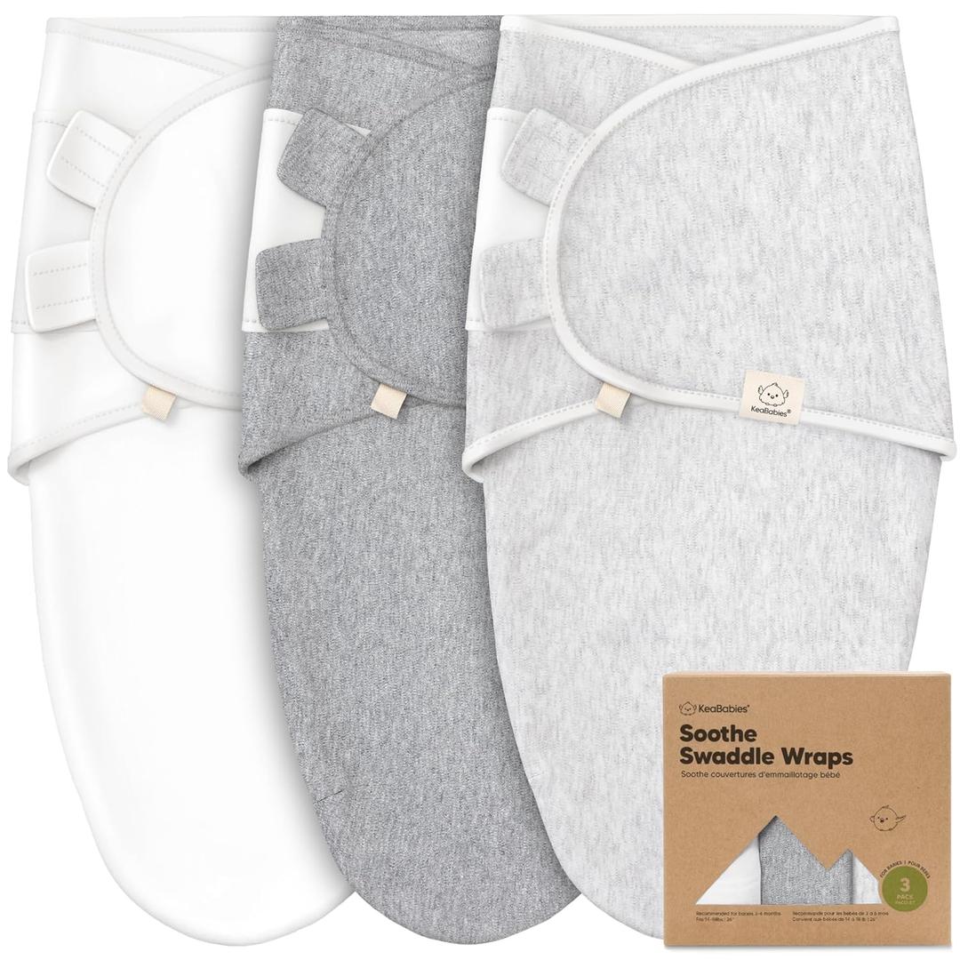 3-Pack Organic Baby Swaddle Sleep Sacks - Swaddles for Newborns, Infant 3-6 Months, Baby Girls, Boys, Soft & Snug Newborn Sleep Sack, Nursery Swaddling Blankets (Cloud, L)