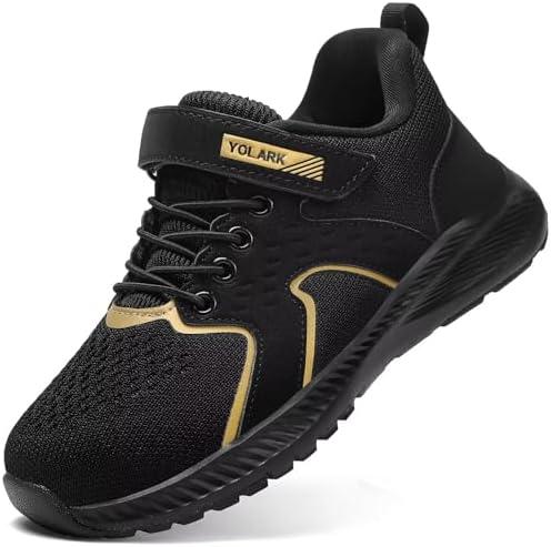 YOLARK Kids Sneakers for Boys Girls Running Tennis Shoes Non-Slip Hiking Walking Shoes Lightweight Breathable Sport Athletic 35