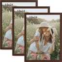 18x24 Frame Set of 3, Dark Brown Wood Grain 18x24 Poster Frame for Gallery Wall Mounting (3 Pack,Walnut)