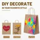 Gift Bags 8.25"X5.9 "X3.15" 100pcs Brown Kraft Paper Bag with Handles for Small Business Christmas Bulk, Wedding, Party Favor, Shopping, Lunch, Halloween Trick-or-Treat Bags