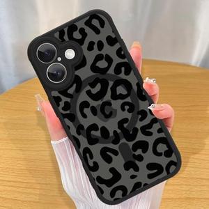 PMXLFLO Made for iPhone 16 Case with Magnetic [Compatible with MagSafe] Leopard Print Pattern Matte Design Lens Cover & Shockproof Protection Men and Women Case for iPhone 16