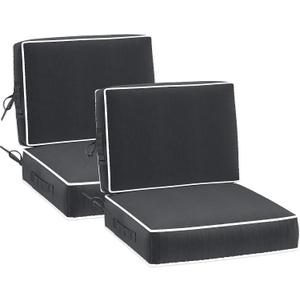 24" x 24" x 5" Outdoor Chair Cushions Set of 2, Patio Chair Cushions w/Handle and Ties, Square Waterproof Outdoor Cushions, Fade-Resistant Patio Furniture Cushions Deep for Sofa Couch