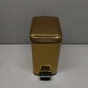 mDesign Slim Metal Rectangle 0.8 Gallon Trash Can with Step Pedal, Easy-Close Lid, Removable Liner - Narrow Wastebasket Garbage Container Bin for Bathroom, Bedroom, Kitchen, Office - Soft Brass