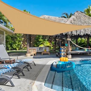 COOLBOYS 20'x 20' Sun Shade Sail Sand Rectangle UV Block Outdoor Shade Canopy Sunshade for Patio Lawn Garden Carport Backyard Deck Pergola