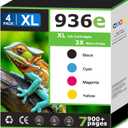 936XL 936e Ink Cartridges Compatible for HP 936 Ink Cartridges Combo Pack Work with HP Printer Officejet Pro 9110b 9120 9122e 9125e 9128e 9130b 9135e 9730e Printer Black Cyan Magenta Yellow (4 Pack)