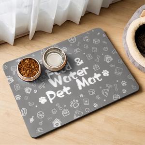 Pet Feeding Mat,Dog Cat Mat for Food and Water,Dog Bowl Waterproof Placemat with Rubber Backing,Absorbent Quick Dry Water Dispenser Mat for PetDark Gray 17"29"