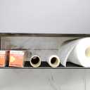 Foil and Plastic Wrap Organizer Holder Foldable Under Cabinet Shelf Kitchen Pantry Desk Hanging Storage Rack (Black)