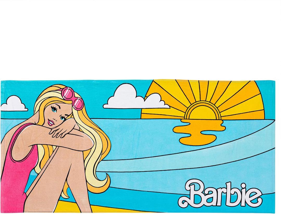 Barbie Super Soft Cotton Bath/Pool/Beach Towel, Barbiecore 58 in x 28 in, (Official Barbie Product) By Franco