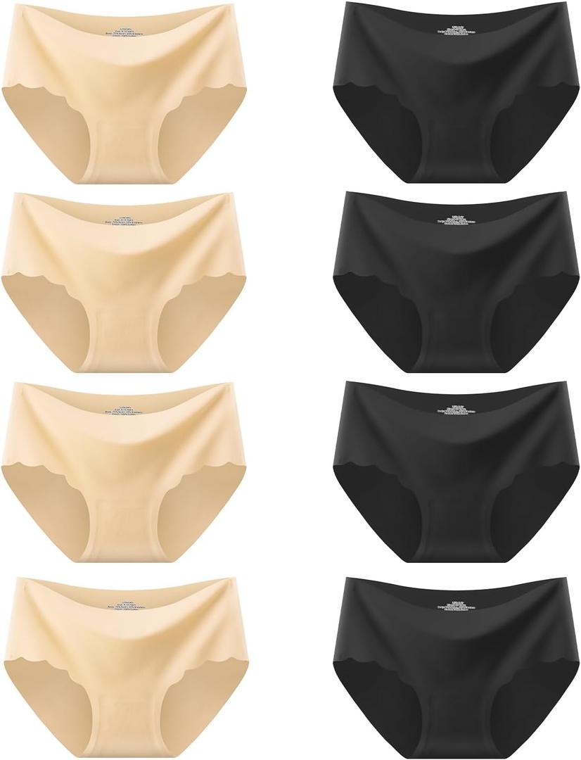 Teen Girls Tagless No Show Panties Seamless Underwear for Teens Pack of 8 Fit For Size 7-16Years Multipack (13-14 Years, Skin-toned&black)