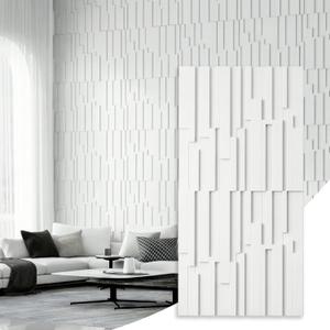 Large PU Decorative Wall Panels, 4-Pack Covers 31 Sq.Ft 47.2" 23.6" 3D Architectural Accent Wall Panels for Living Room, TV Wall, Office & Commercial Spaces (White)