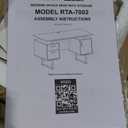 Techni Mobili Storage Drawers and Cabinet 51.25 W-Modern Office Large Floating Desktop Surface Desk, 23.6" D x 51.2" W x 29.8" H, White/Gold