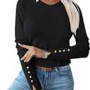 ANRABESS Sweaters for Women Long Sleeve Crewneck Fitted Business Casual Pullover Tops L