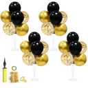 Black and Gold Party Decorations 4 Set Balloon Stand Table Centerpieces for Men's Women's Birthday Wedding Retirement Anniversary New Years Graduation Decorations 2026