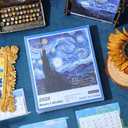 2026 calendar desk calendar Wooden Hand-Crank Monthly Flip Calendar - DIY Assembled Tabletop Art with Classic Oil Painting Masterpieces for Office Decor, Home, Gift