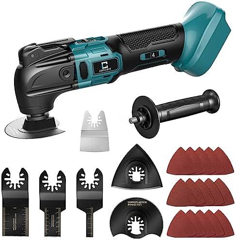 Cordless Oscillating Tool Compatible with Makita Battery, 21000 OPM Max Brushless-Motor Tool with Auxiliary Handle, Oscillating Multi-Tool for Scraping, Sanding,Cutting Wood(Tool only)