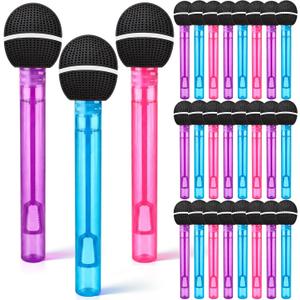 Hollowfly 24 Pcs Microphone Party Favors Microphone Bubble Wands Bulk for Birthday Party Supplies Piata Goodie Bag Stuffers Carnival Prizes Summer Gifts