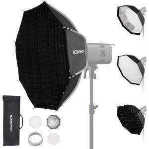 Soonpho 35"/90cm Octagonal Softbox, Quick Release Bowens Mount Softbox with Honeycomb Grid, Light Diffusers, Bag for Godox SL60W, SL60IID, SL60IIBI, for Neewer CB60B, FS150B, CB100C, for Amaran 200x S