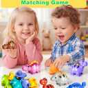 52 PCS Dinosaur Alphabet Learning Toys for Toddlers Kids 3-5, 10 Different Dinosaur Figures, Double Sided ABC Matching Game, Preschool Activities Montessori Fine Motor Toys for Toddlers Kids