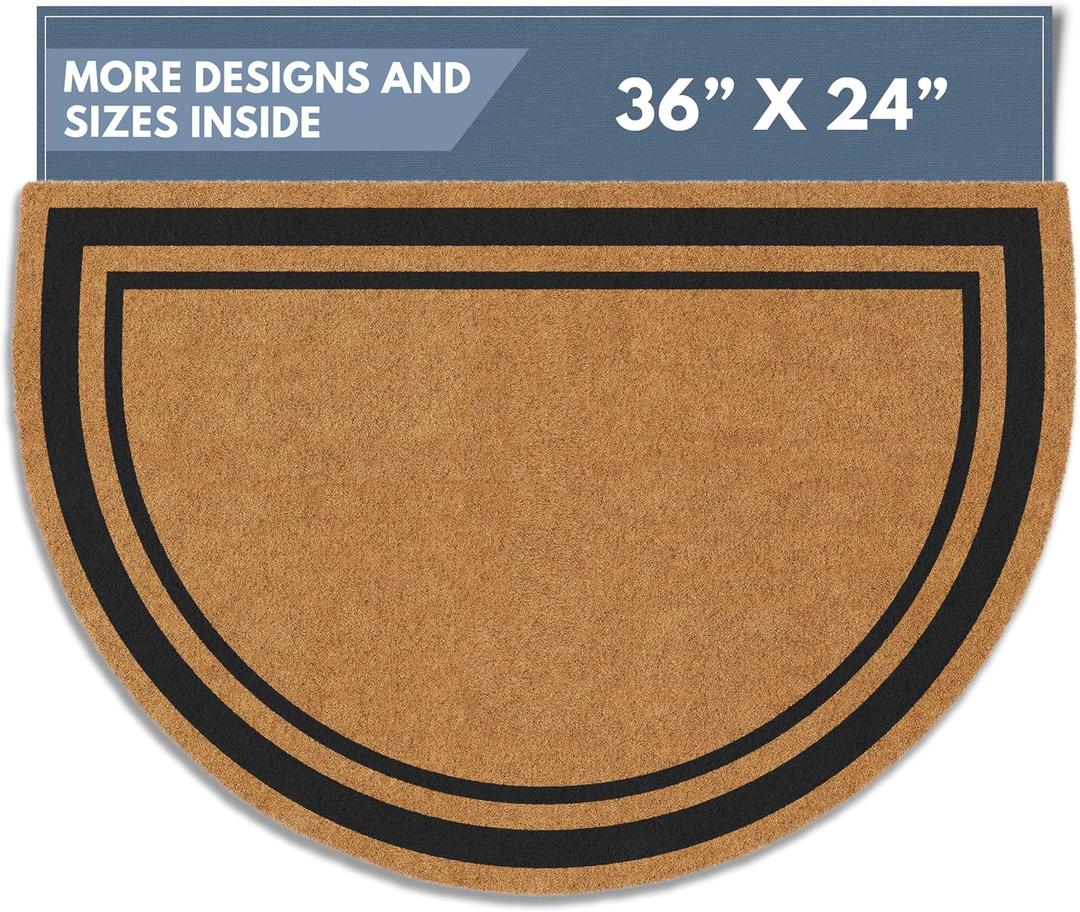 Barnyard Designs Natural Coco Coir Doormat Welcome Mat for Front Door & Outdoor Entrance, Large Door Mat for Indoor Entrance or Porch Entry, Brown (24x36, Border)