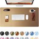 YSAGi Leather Desk Protector, Office Mat, Large Mouse Mat, Non-Slip PU Leather Blotter, Laptop Desk Pad, Waterproof Writing Pad for Office and Home (Bronze, 23.6" x 13.8")